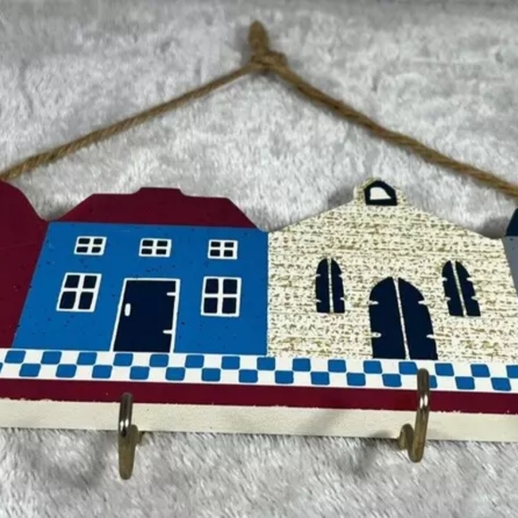 Vintage Key Holder / Leash Holder Etc w x4 Metal Hooks Farmhouse Style Wood - Picture 6 of 10